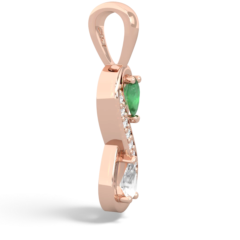 Emerald Diamond Infinity 14K Rose Gold pendant P5390