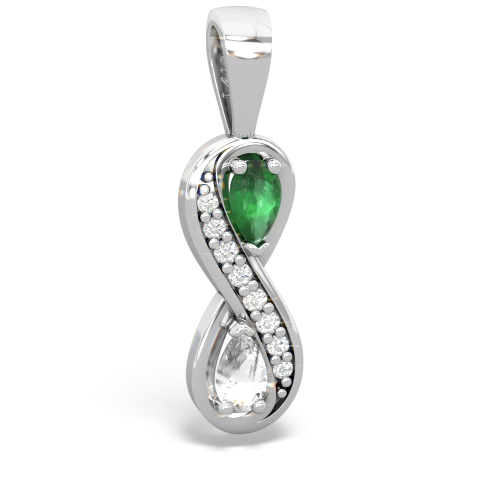 Emerald Diamond Infinity 14K White Gold pendant P5390