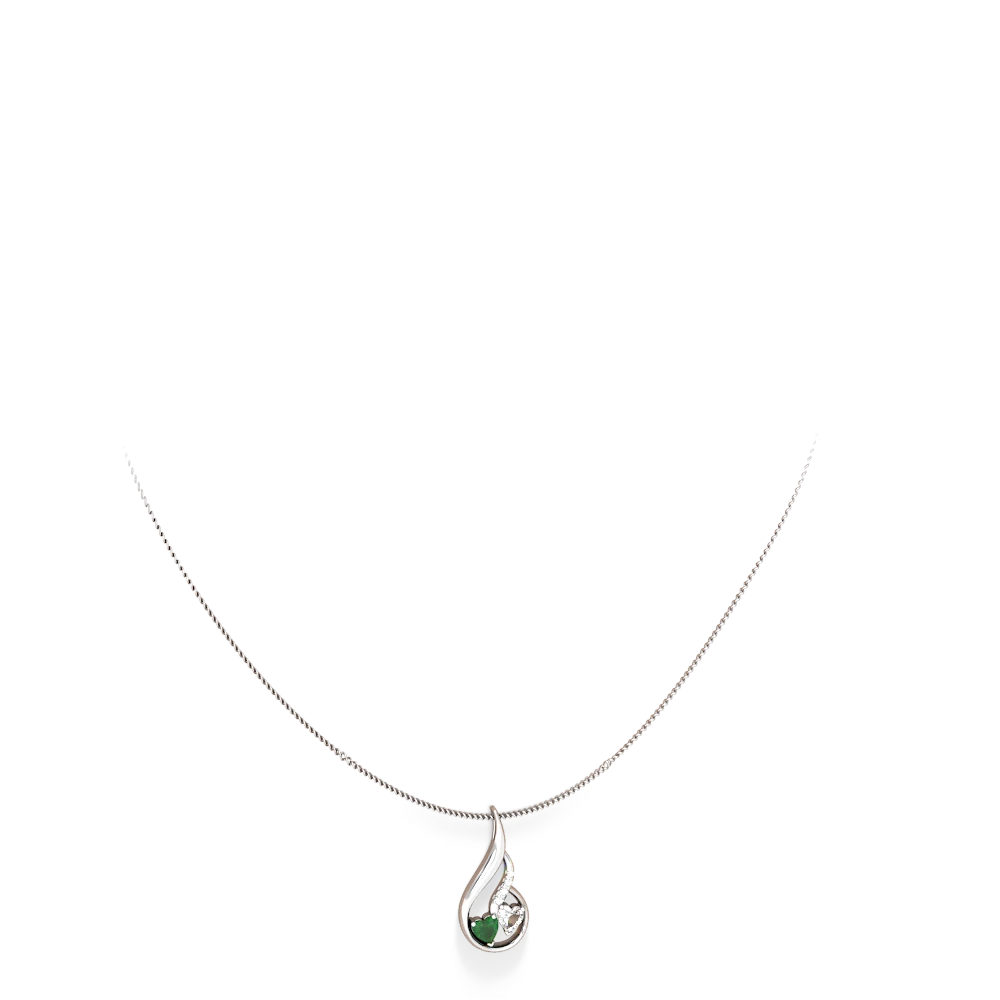 Emerald Keepsake Curves 14K White Gold pendant P5450