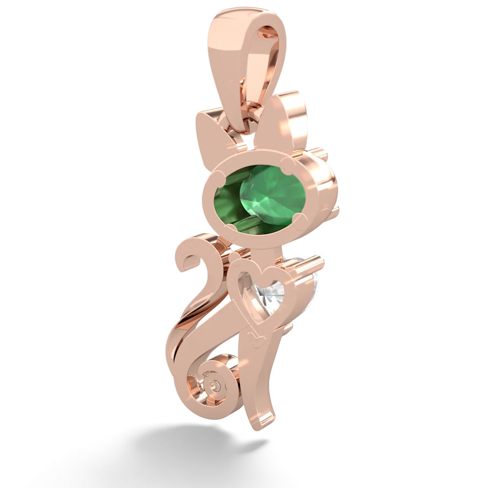 Emerald Kitten 14K Rose Gold pendant P5780