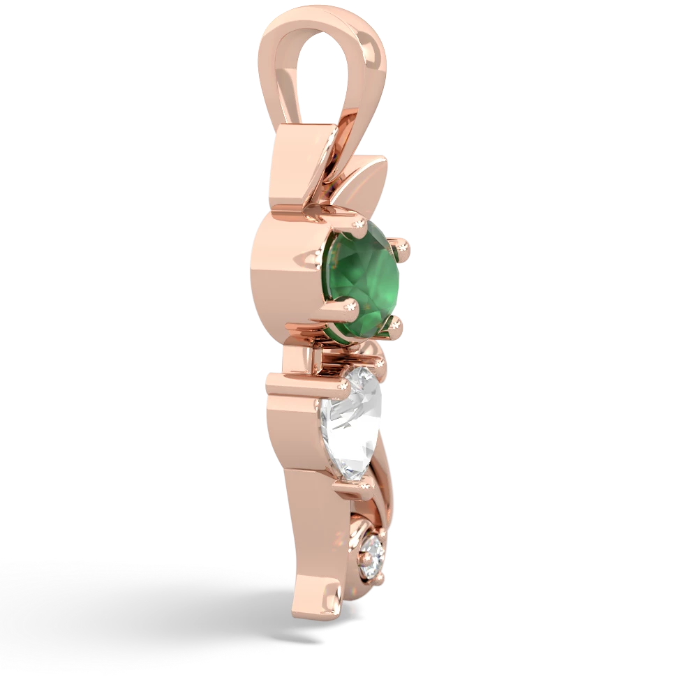 Emerald Kitten 14K Rose Gold pendant P5780