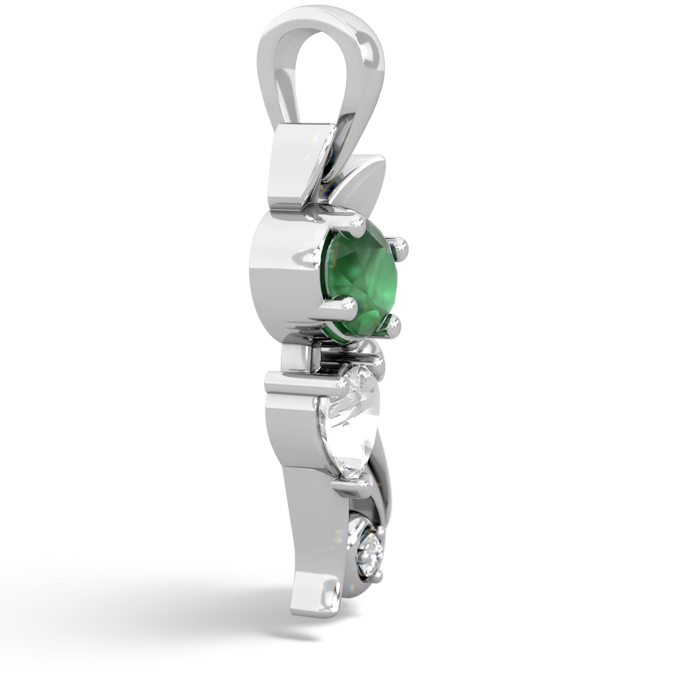 Emerald Kitten 14K White Gold pendant P5780