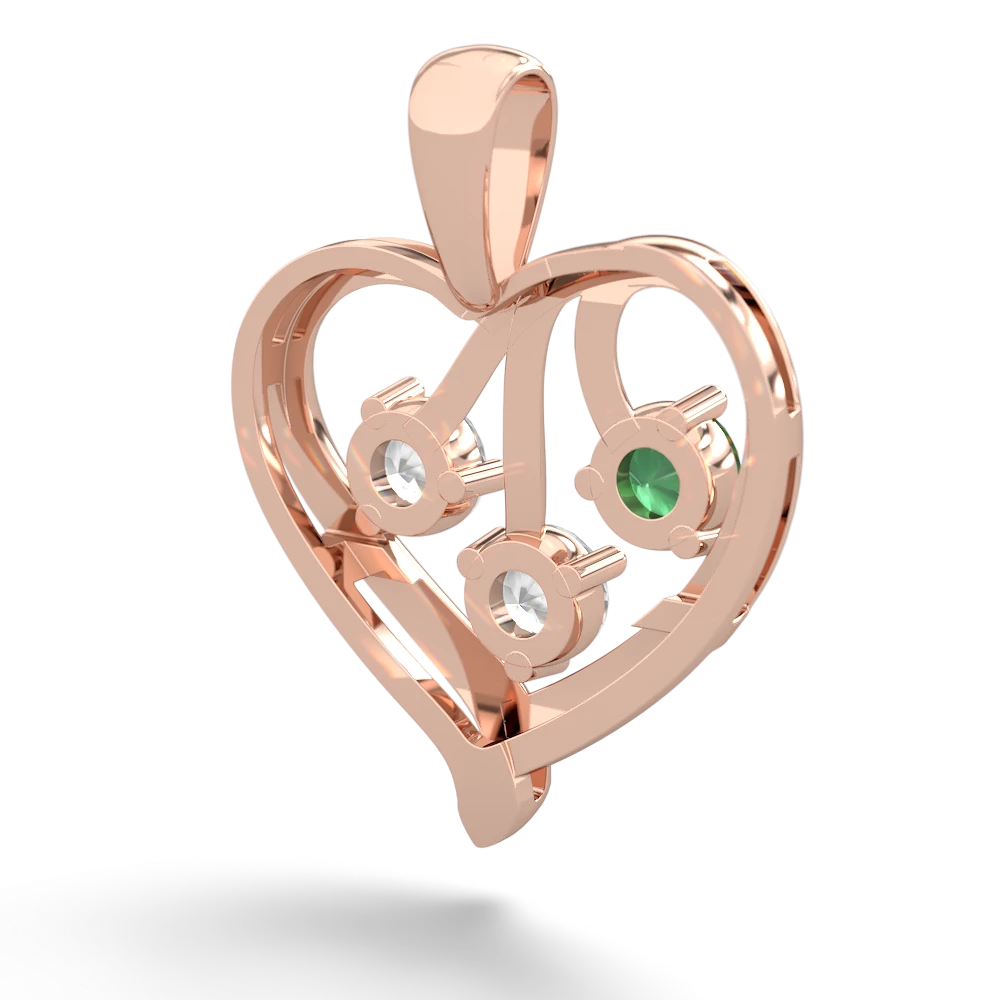 Emerald Glowing Heart 14K Rose Gold pendant P2233