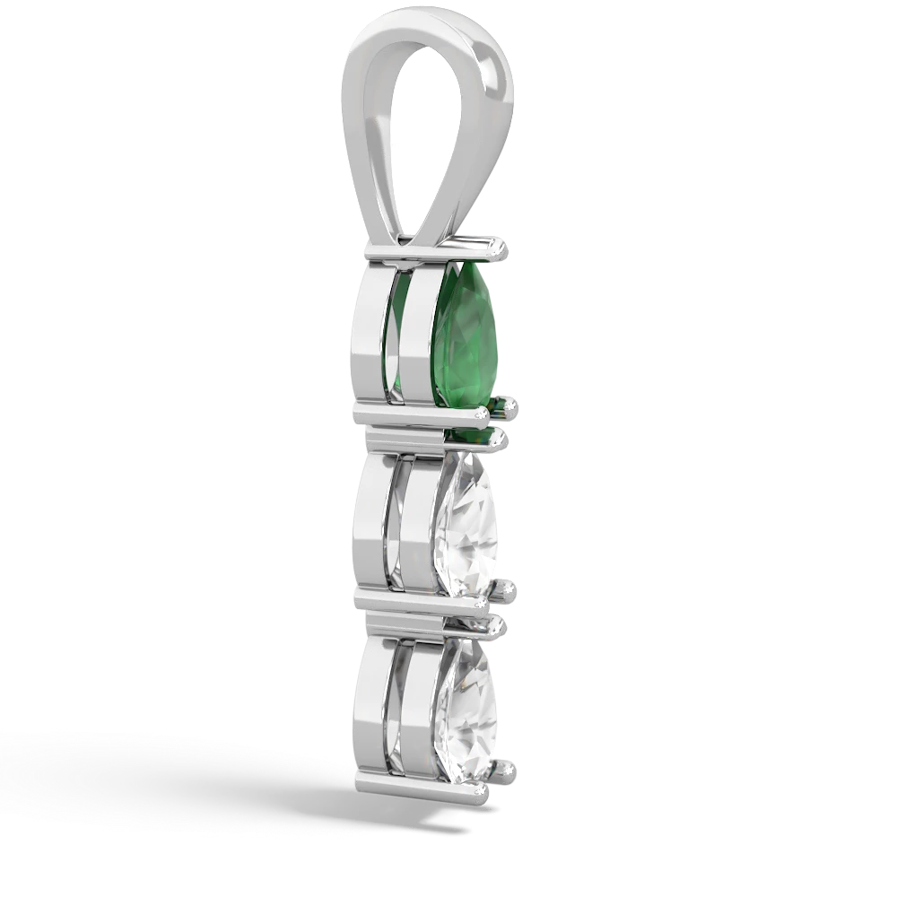 Emerald Dew Drops 14K White Gold pendant P2251