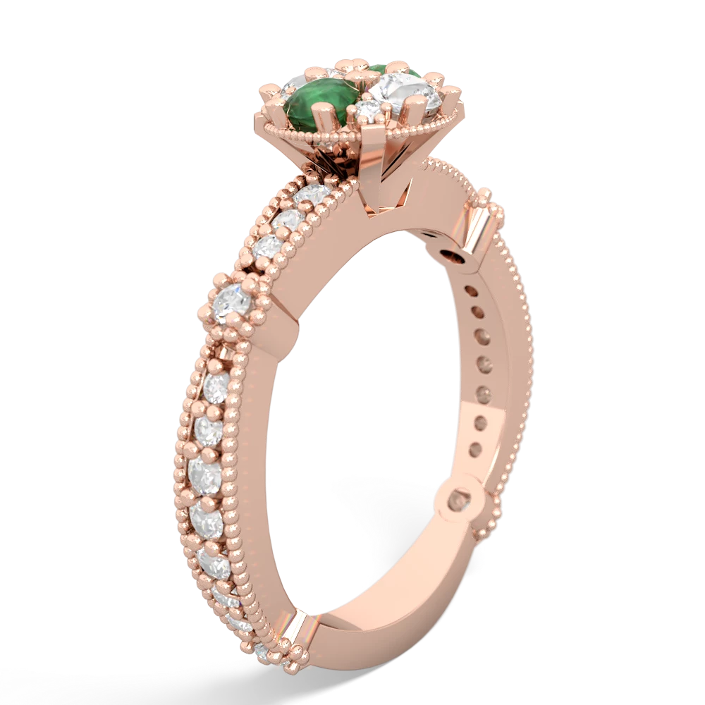 Emerald Sparkling Tiara Cluster 14K Rose Gold ring R26293RD