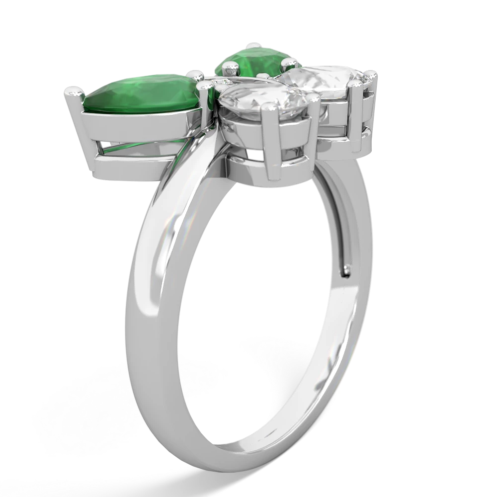 Emerald Butterfly 14K White Gold ring R2215