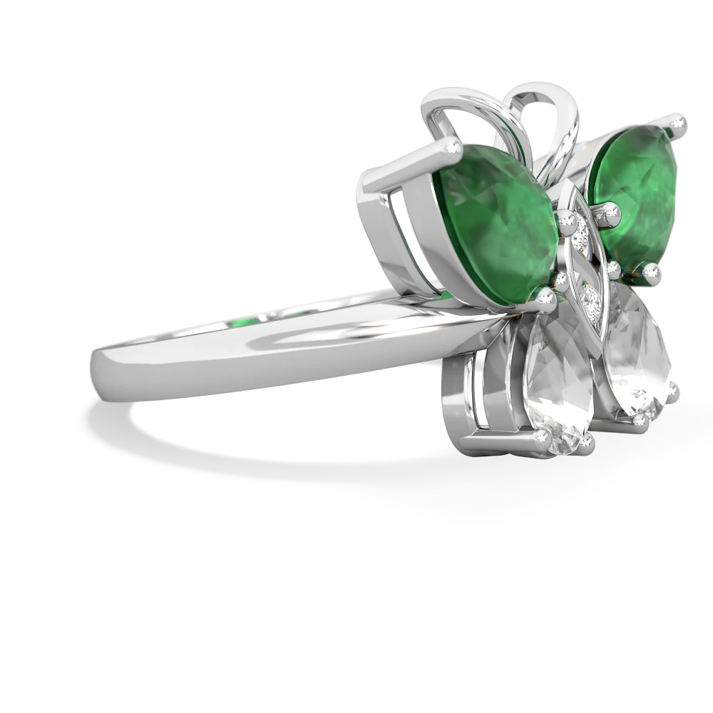 Emerald Butterfly 14K White Gold ring R2215