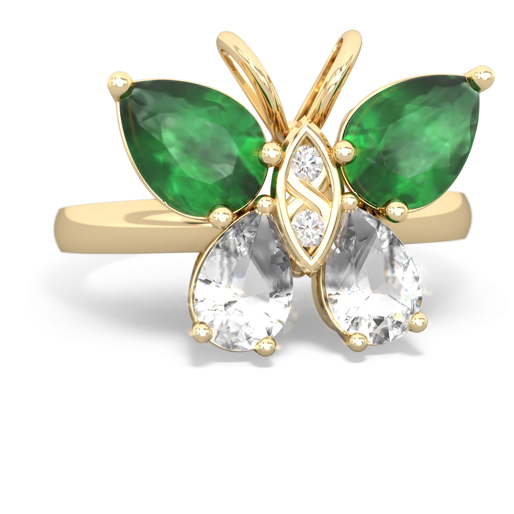 Emerald Butterfly 14K Yellow Gold ring R2215