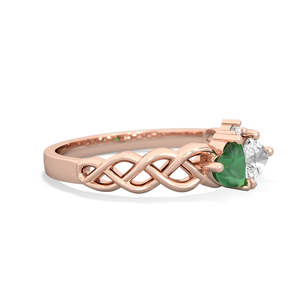 Emerald Heart To Heart Braid 14K Rose Gold ring R5870