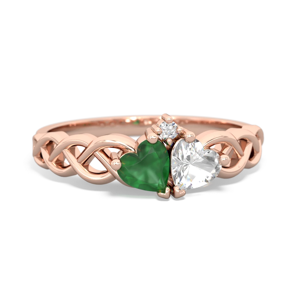 Emerald Heart To Heart Braid 14K Rose Gold ring R5870