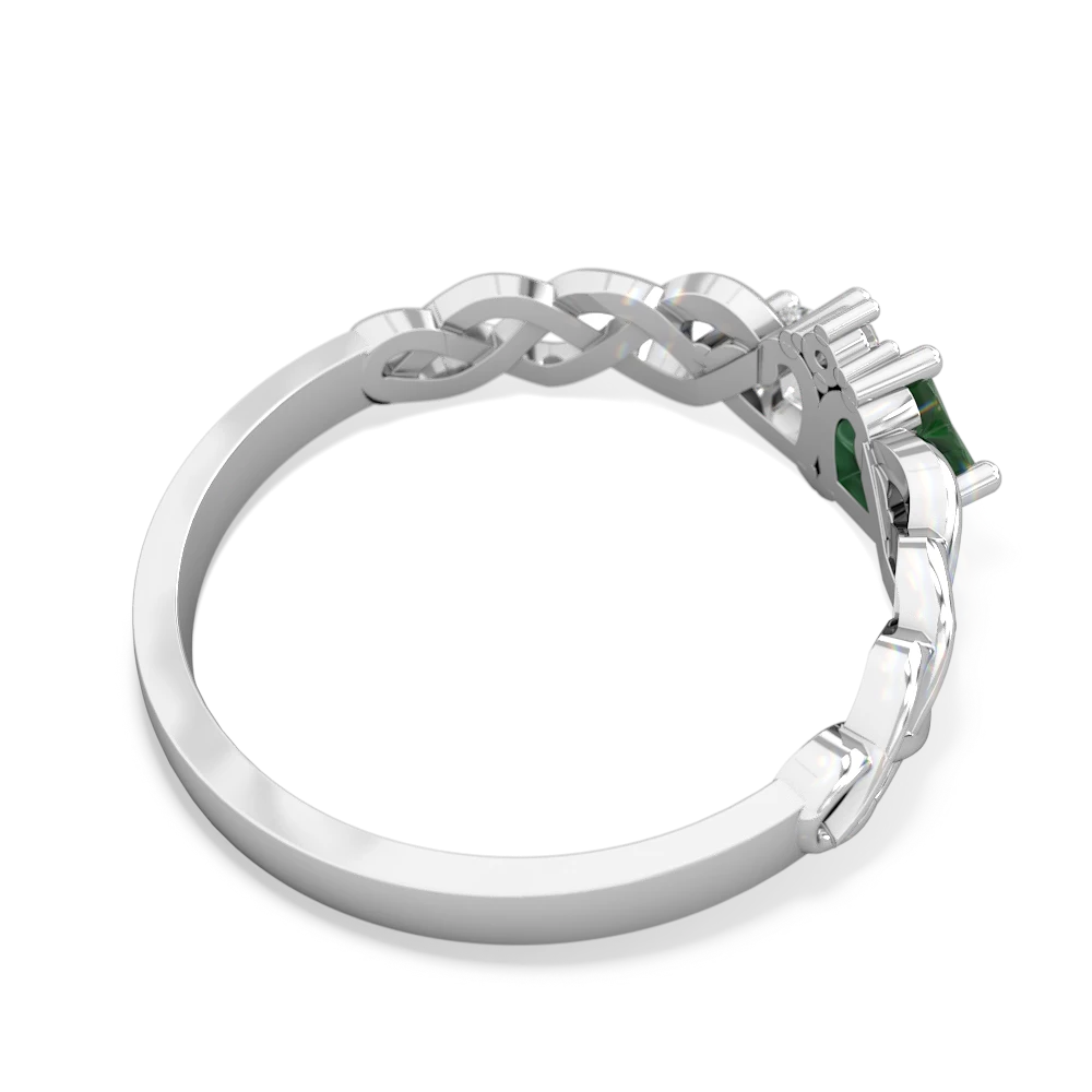 Emerald Heart To Heart Braid 14K White Gold ring R5870