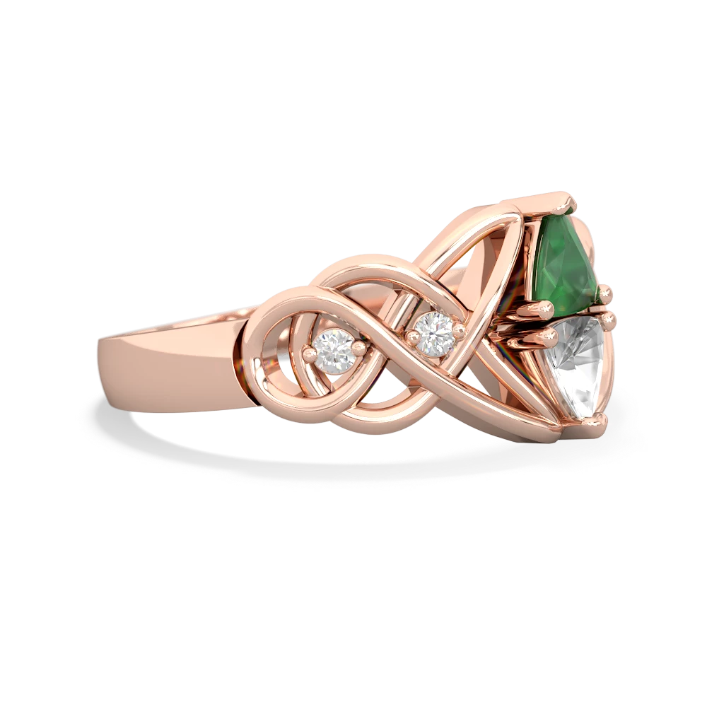 Emerald Keepsake Celtic Knot 14K Rose Gold ring R5300