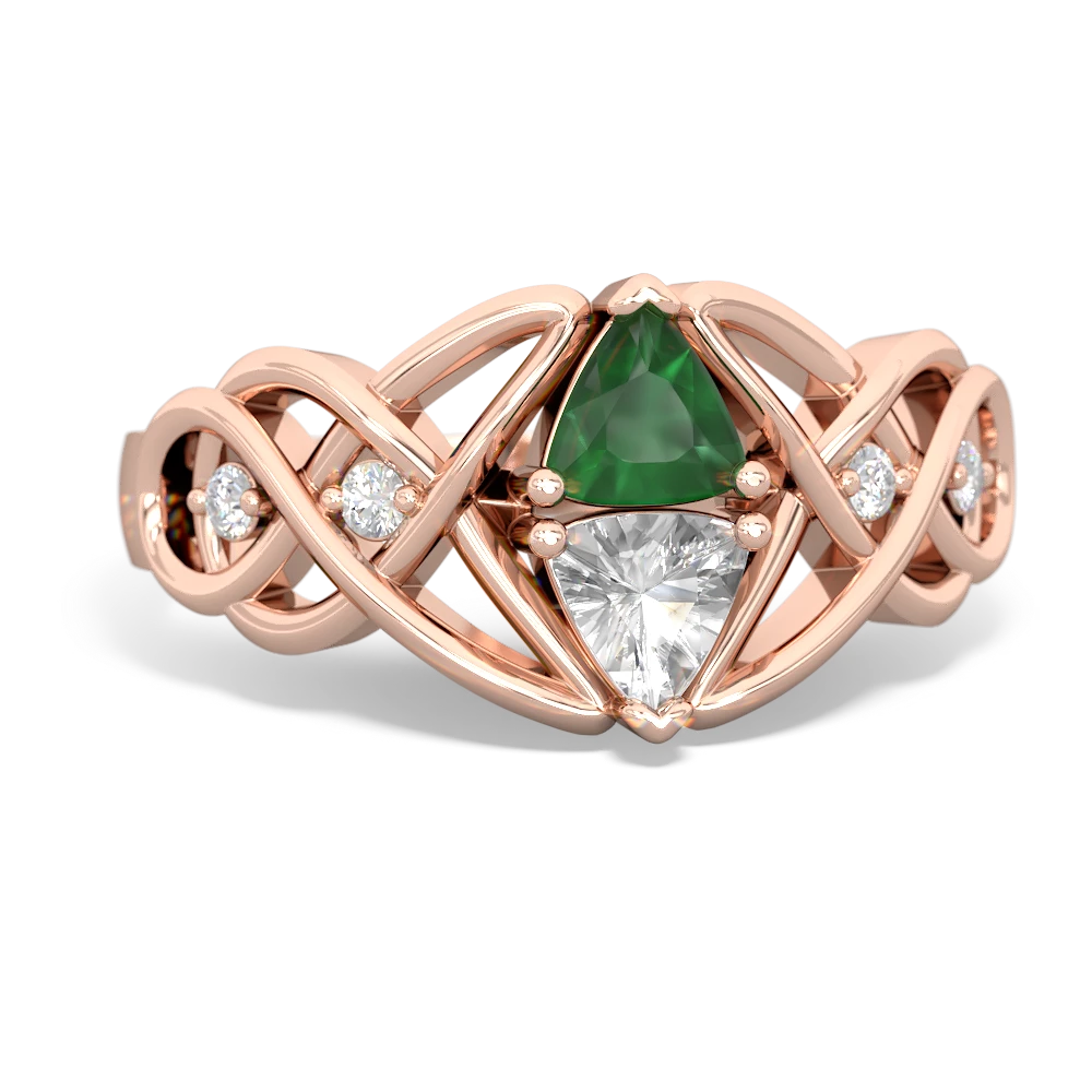 Emerald Keepsake Celtic Knot 14K Rose Gold ring R5300