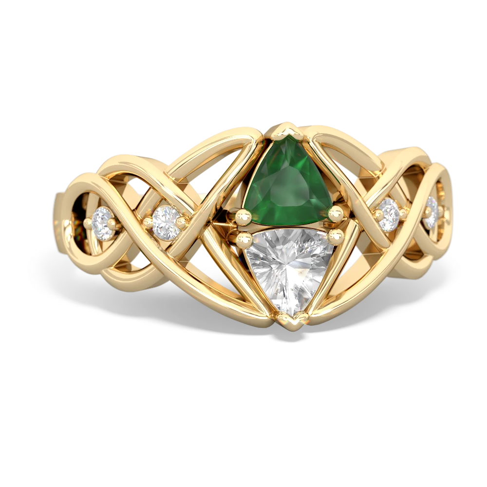 Emerald Keepsake Celtic Knot 14K Yellow Gold ring R5300