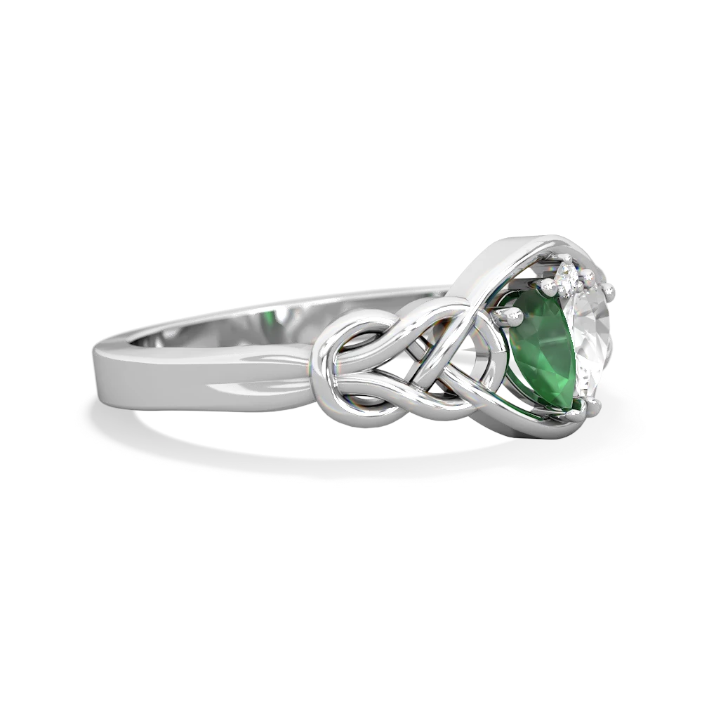 Emerald Celtic Love Knot 14K White Gold ring R5420