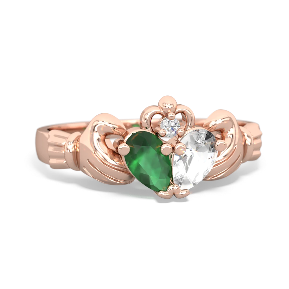 Emerald 'Our Heart' Claddagh 14K Rose Gold ring R2388