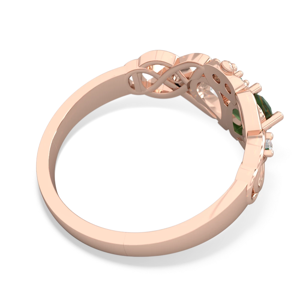 Emerald 'One Heart' Celtic Knot Claddagh 14K Rose Gold ring R5322