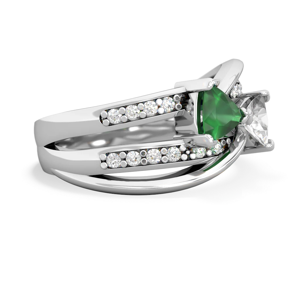 Emerald Bowtie 14K White Gold ring R2360