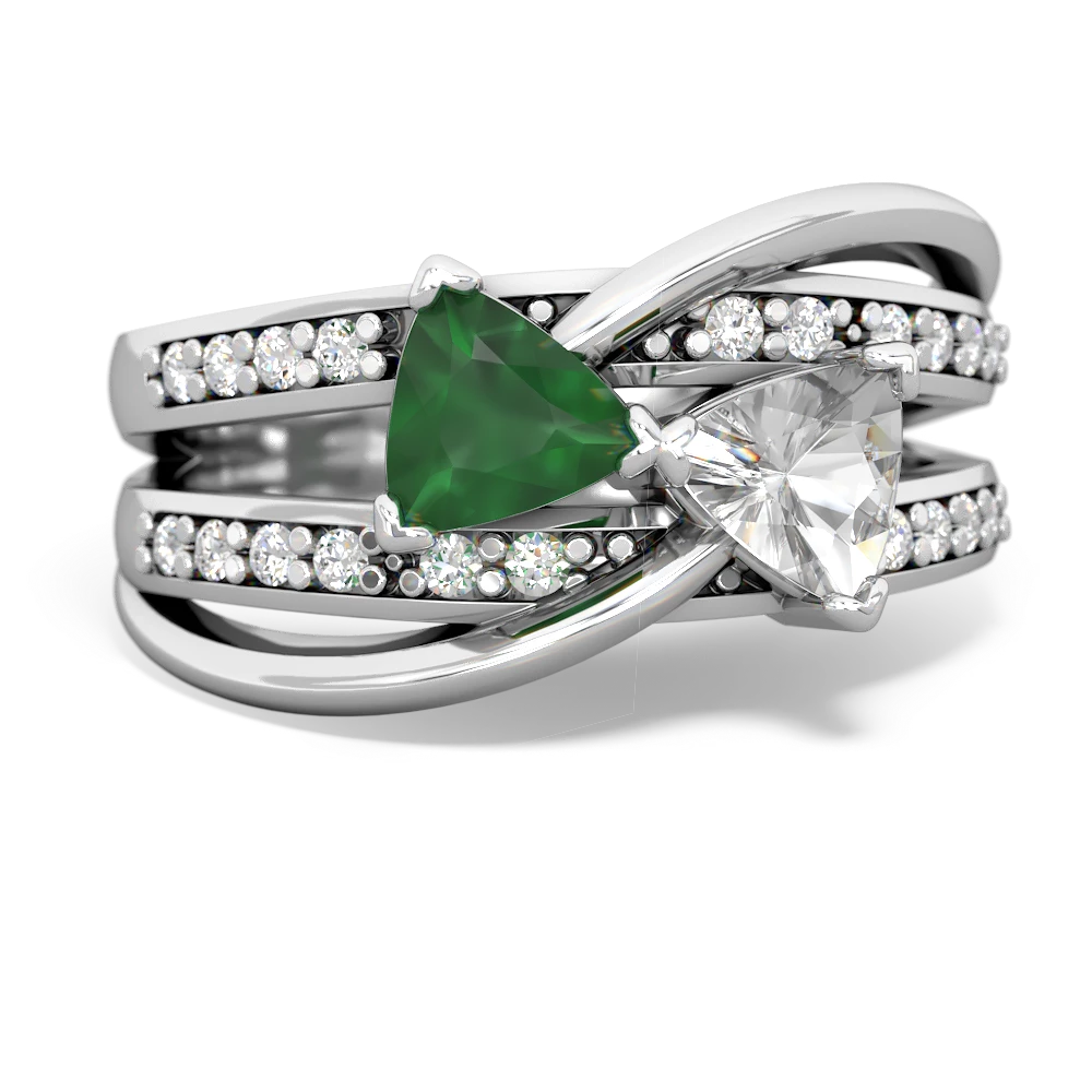 Emerald Bowtie 14K White Gold ring R2360