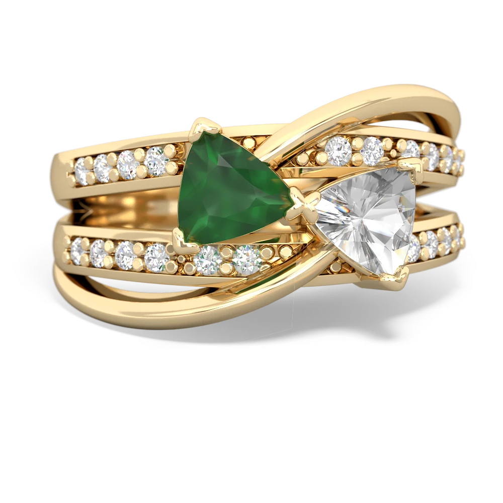 Emerald Bowtie 14K Yellow Gold ring R2360