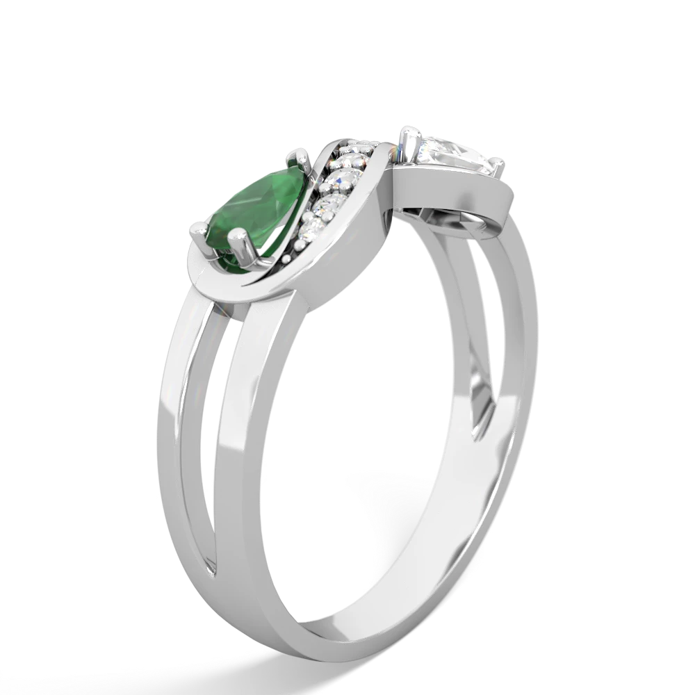 Emerald Diamond Infinity 14K White Gold ring R5390