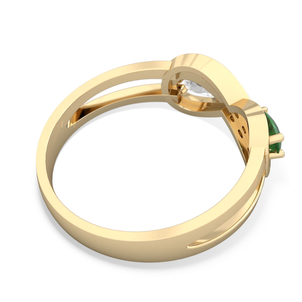 Emerald Diamond Infinity 14K Yellow Gold ring R5390