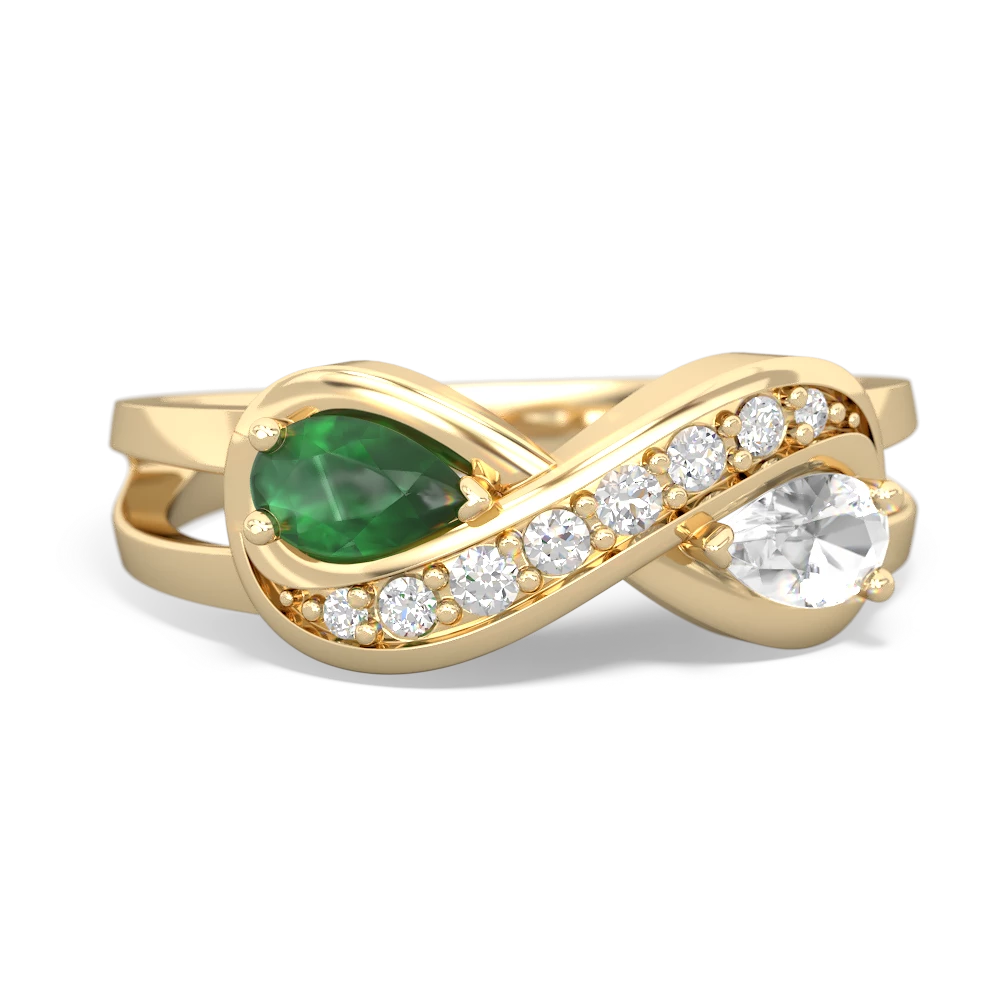 Emerald Diamond Infinity 14K Yellow Gold ring R5390