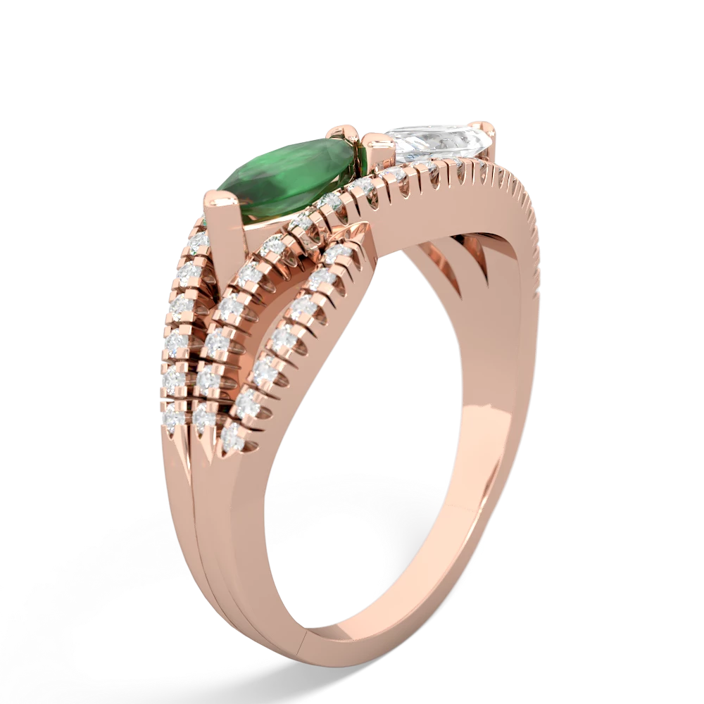 Emerald Diamond Rivers 14K Rose Gold ring R3070