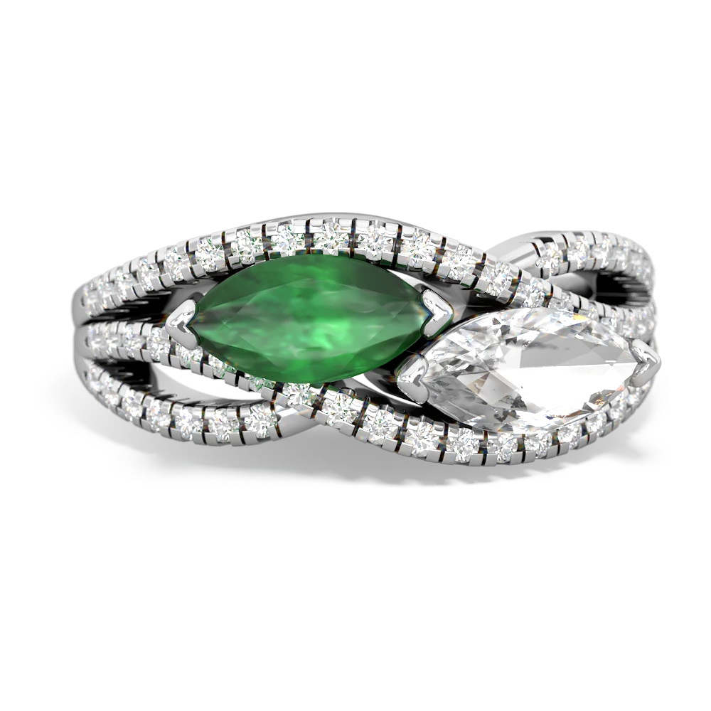 Emerald Diamond Rivers 14K White Gold ring R3070