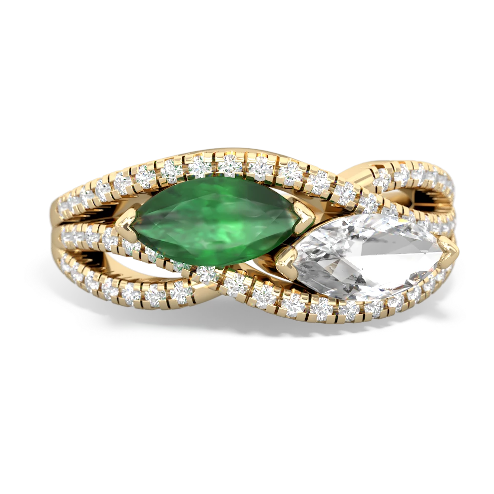 Emerald Diamond Rivers 14K Yellow Gold ring R3070