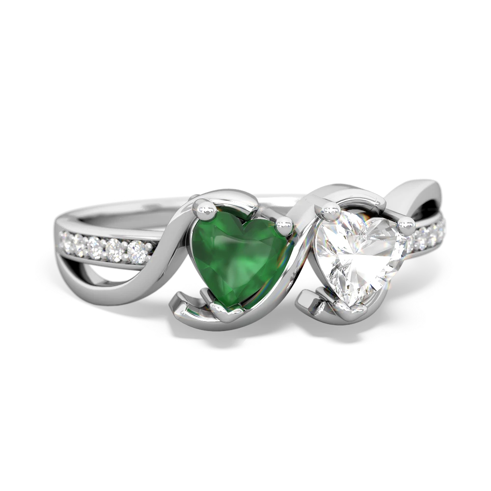 Emerald Side By Side 14K White Gold ring R3090