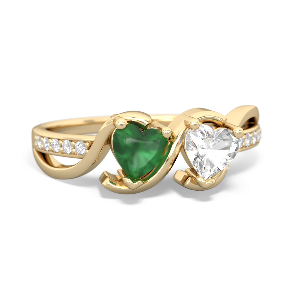 Emerald Side By Side 14K Yellow Gold ring R3090