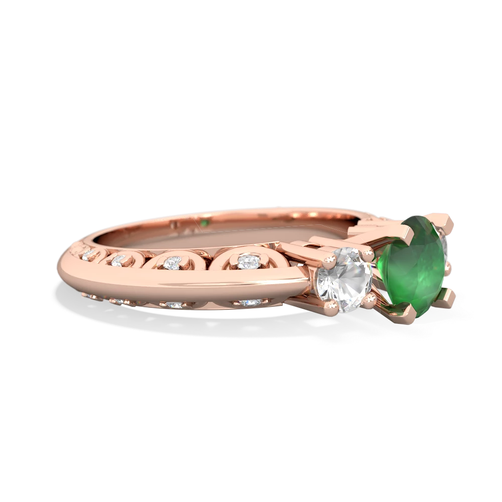 Emerald Art Deco Eternal Embrace Engagement 14K Rose Gold ring C2003