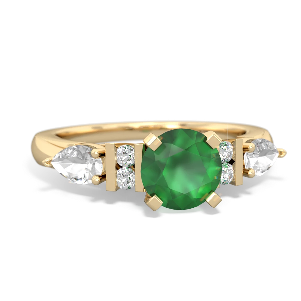 Emerald 6Mm Round Eternal Embrace Engagement 14K Yellow Gold ring R2005