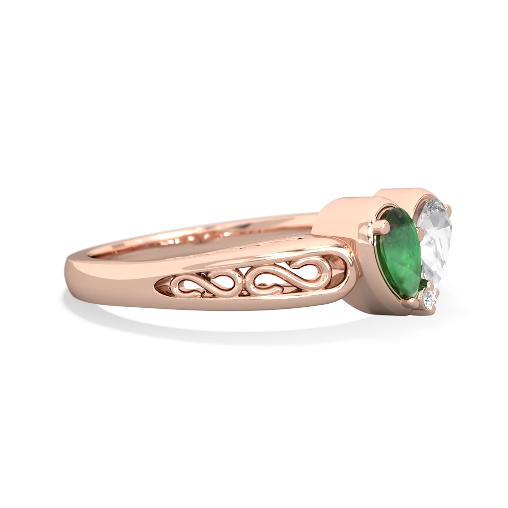 Emerald Filligree 'One Heart' 14K Rose Gold ring R5070