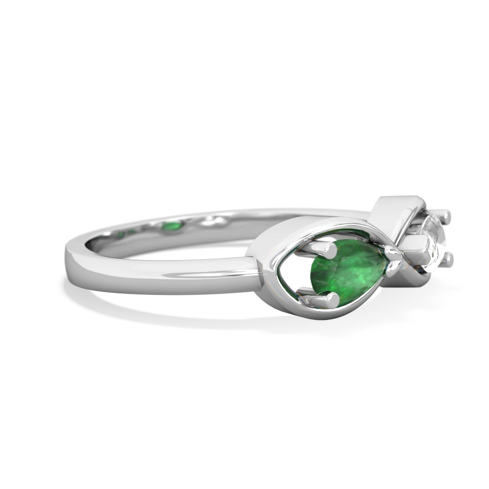 Emerald Infinity 14K White Gold ring R5050