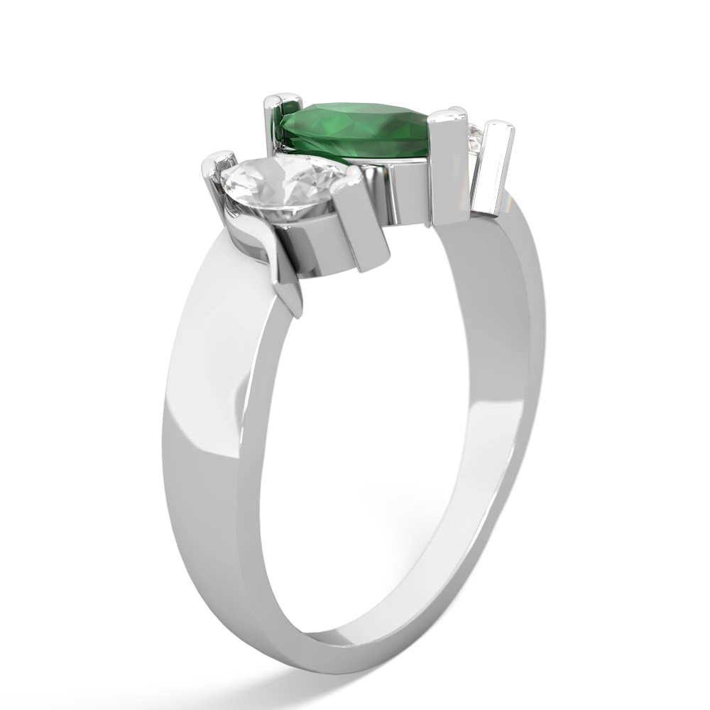 Emerald Three Peeks 14K White Gold ring R2433