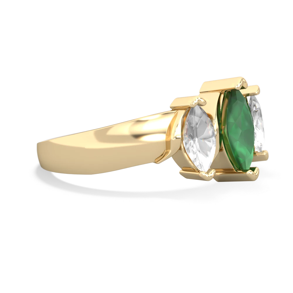 Emerald Three Peeks 14K Yellow Gold ring R2433