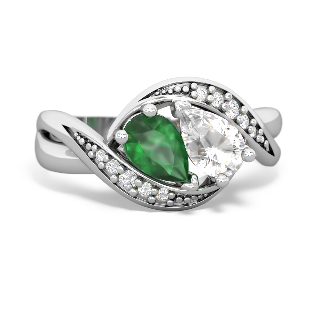 Emerald Summer Winds 14K White Gold ring R5342