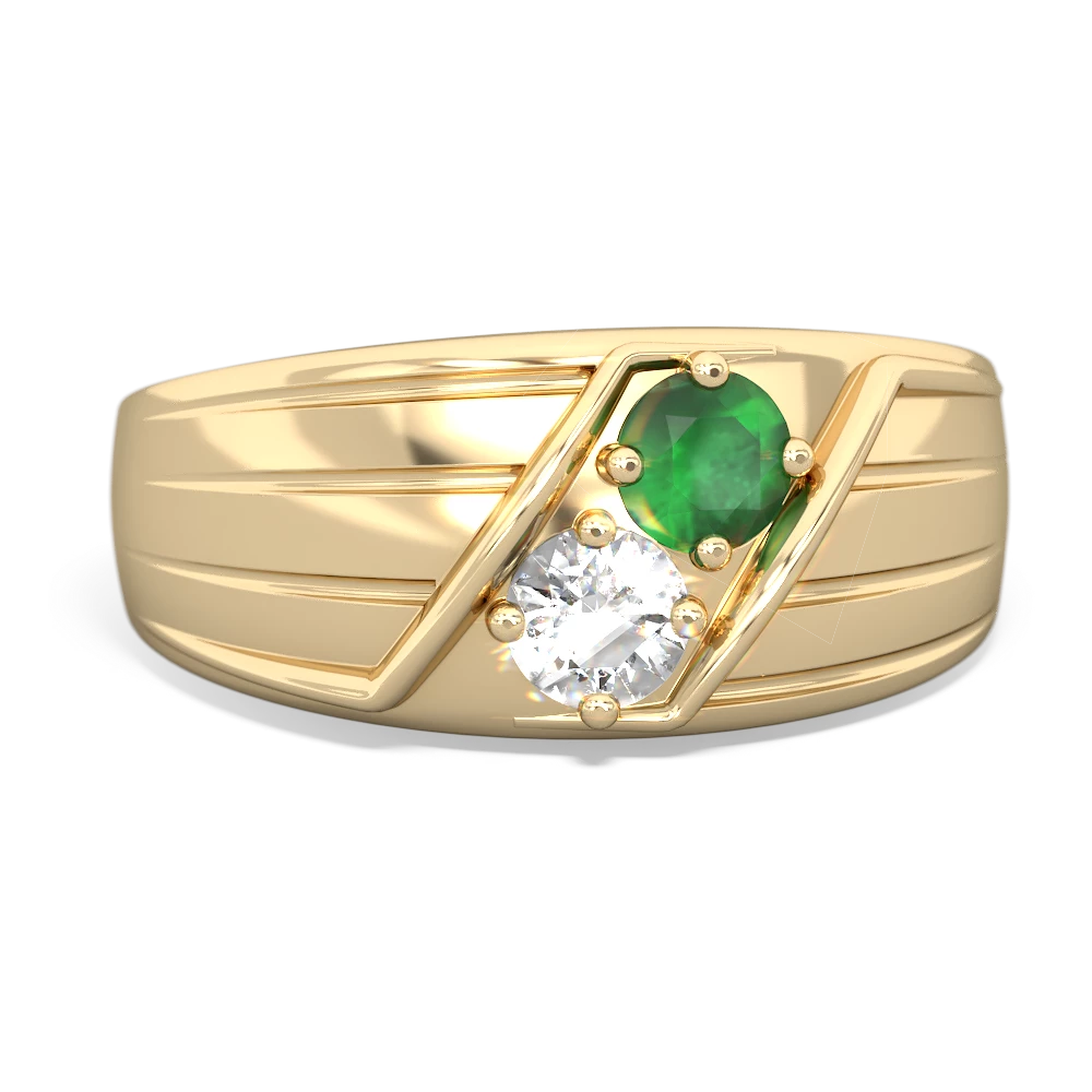 Emerald Men's Streamline 14K Yellow Gold ring R0460