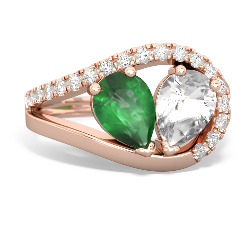 Emerald Nestled Heart Keepsake 14K Rose Gold ring R5650