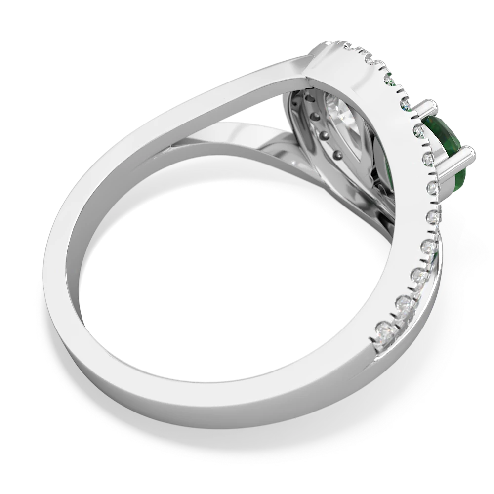 Emerald Nestled Heart Keepsake 14K White Gold ring R5650