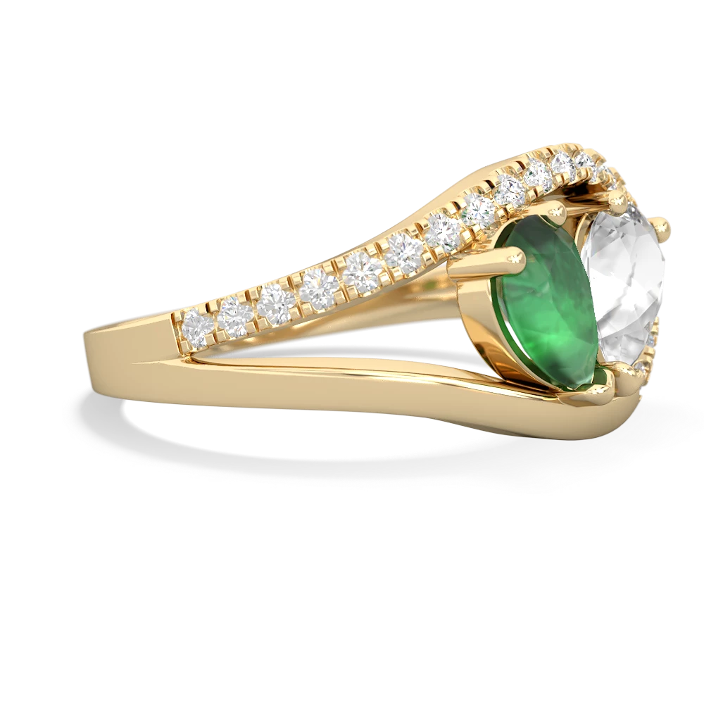 Emerald Nestled Heart Keepsake 14K Yellow Gold ring R5650