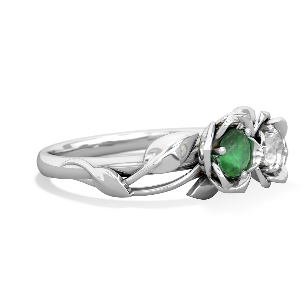 Emerald Rose Garden 14K White Gold ring R5510