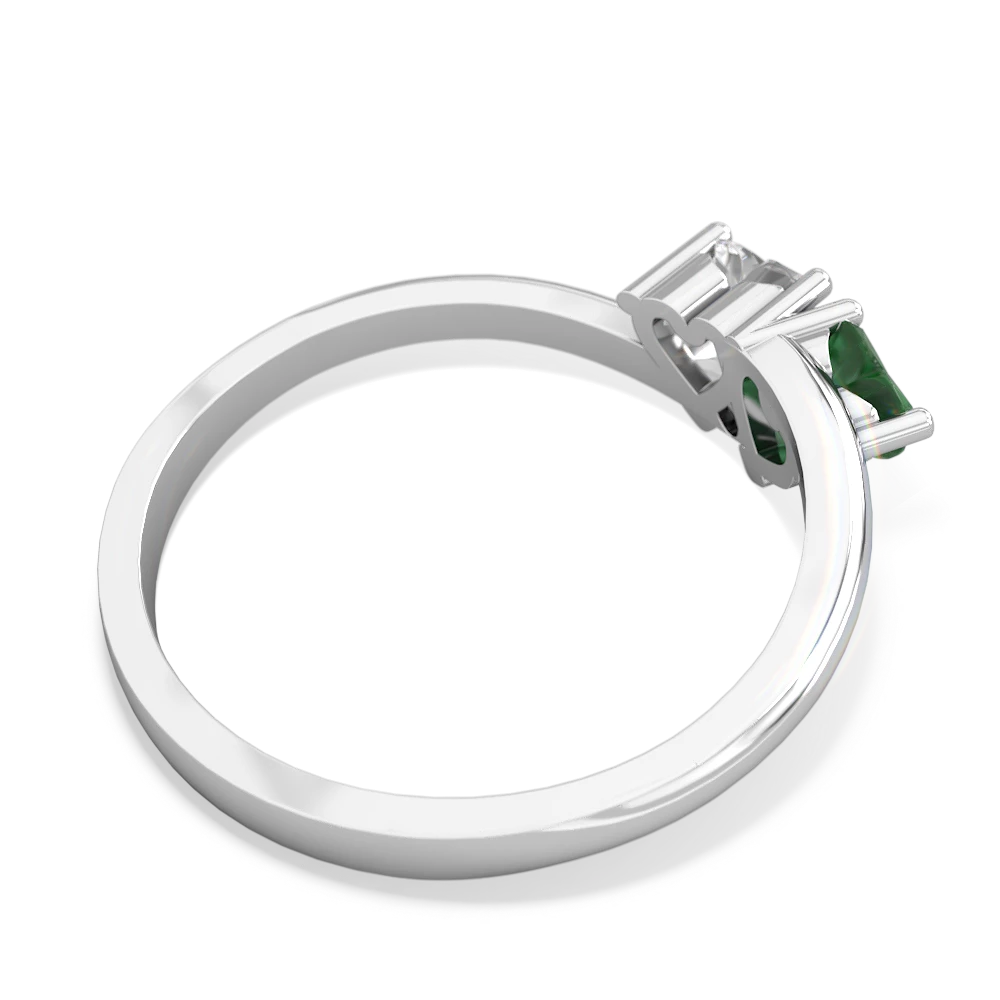 Emerald Sweethearts 14K White Gold ring R5260