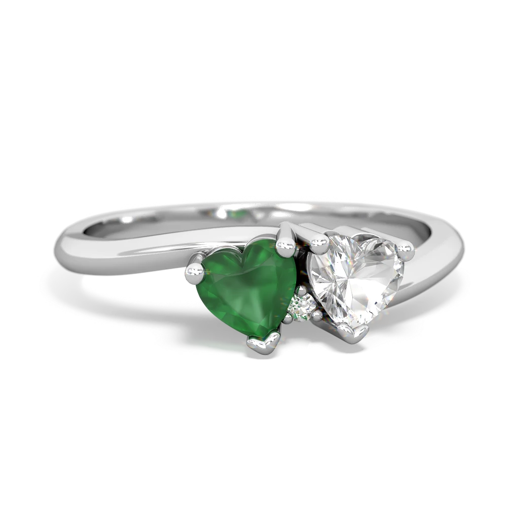 Emerald Sweethearts 14K White Gold ring R5260