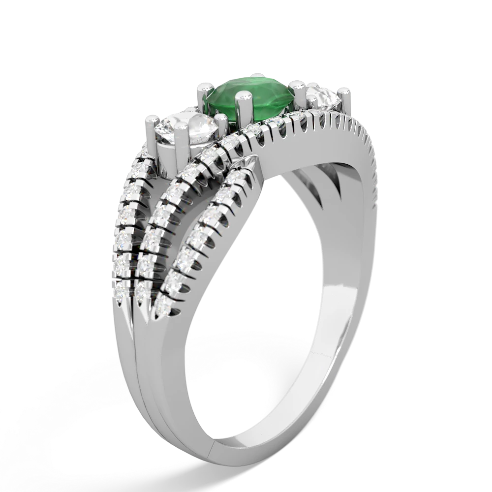 Emerald Three Stone Aurora 14K White Gold ring R3080