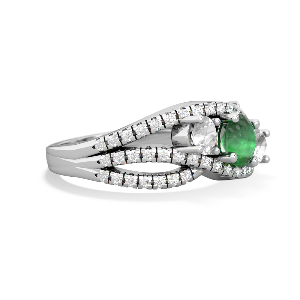 Emerald Three Stone Aurora 14K White Gold ring R3080