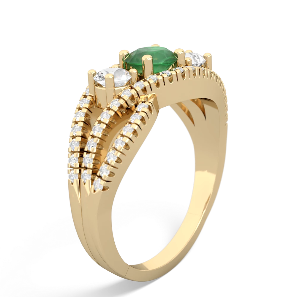 Emerald Three Stone Aurora 14K Yellow Gold ring R3080