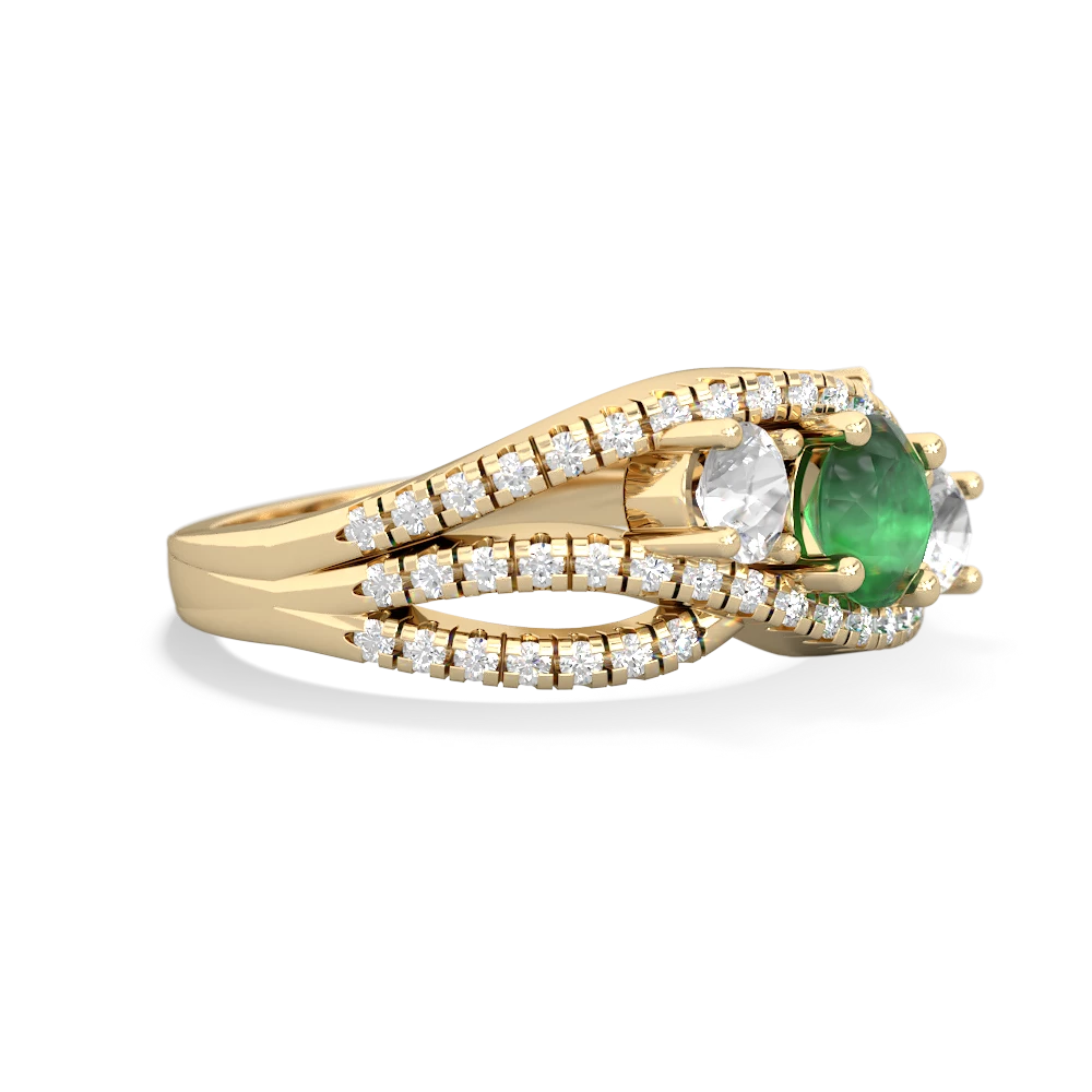 Emerald Three Stone Aurora 14K Yellow Gold ring R3080